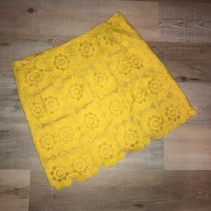 USED Joe Fresh yellow floral lace skirt
